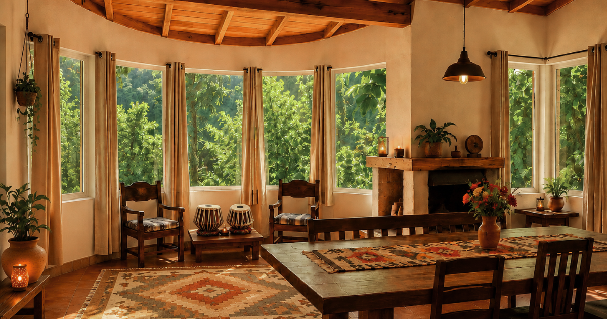 Caterpillar | Private Healing Retreat 3 Dining and living room inside Tori and Tye's home in Panajachel
